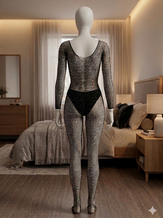 To‘r kombinezon, ayollar bodystocking, qora body, uzun yengli setka kiyim, lingerie