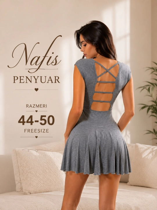 Ayollar uchun nafis penyuar, ochiq orqa dizaynli uy kiyimi, freesize 44-50