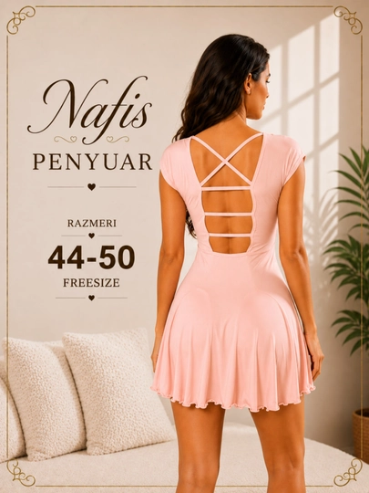 Ayollar uchun nafis penyuar, ochiq orqa dizaynli uy kiyimi, freesize 44-50