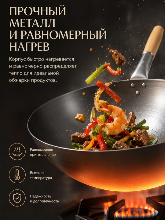 Сковорода-WOK из нержавеющей стали – для жарки, тушения и запекания