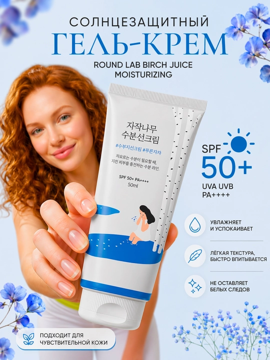 Round Lab Birch Juice SPF 50+ quyoshdan himoya gel-krem, 50 ml