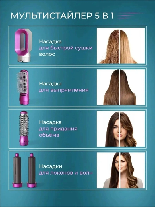 Dyson fen, Dayson soch quritgich-stayler 5 tasi 1 da, barcha soch turlari uchun, ployka