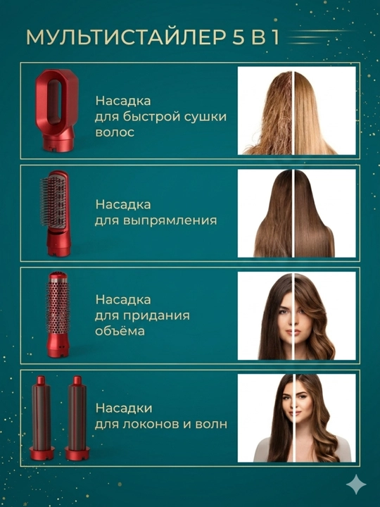 Dyson fen, Dayson soch quritgich-stayler 5 tasi 1 da, barcha soch turlari uchun, ployka
