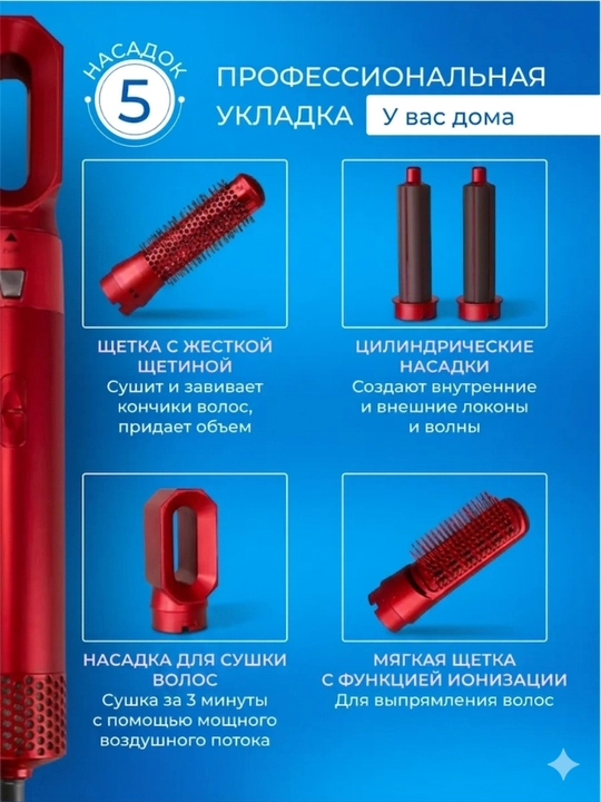 Dyson fen, Dayson soch quritgich-stayler 5 tasi 1 da, barcha soch turlari uchun, ployka