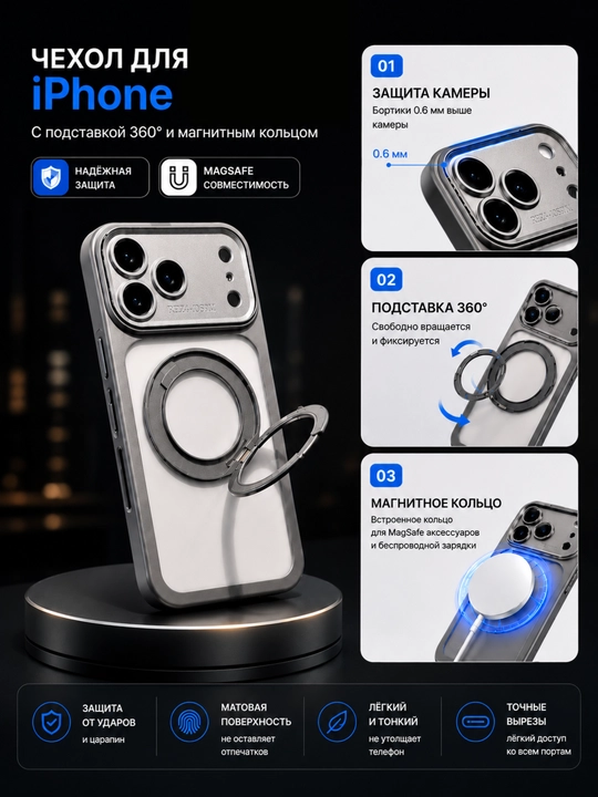 Чехлы с кольцом-держателем для iPhone - 