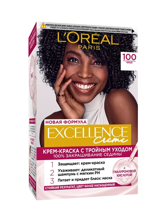 Краска для волос L'Oreal Excellence (оттенок 100 черный)