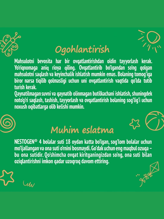Quruq sut aralashmasi Nestogen 4, prebiyotiklar va laktobakteriyalar bilan, 18+ oy, 300 gr