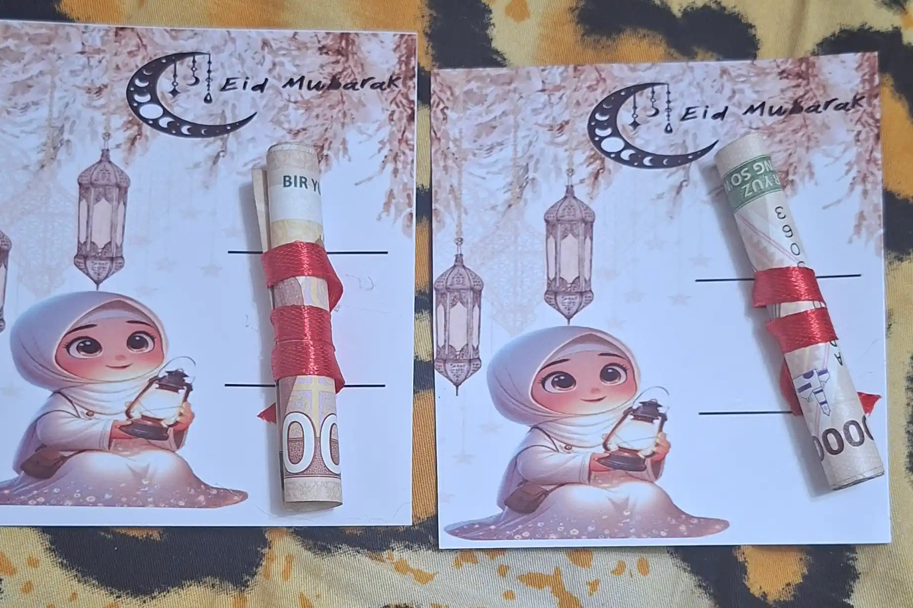 Денежные карточки на праздник Хайит