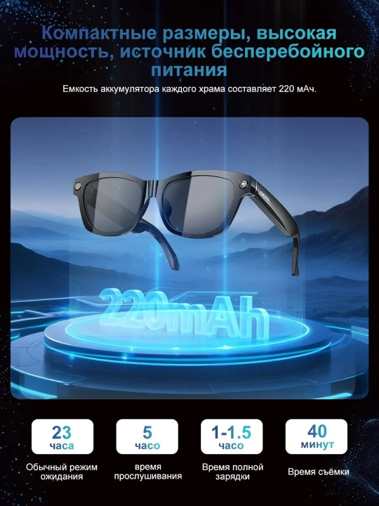 AI Умные Очки Full HD 1080P с камерой, Wi-Fi и голосовым управлением