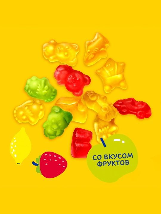Мармелад жевательный фигурный Бон Пари Забавный медвежонок и Ко со вкусом Фруктов, 120г