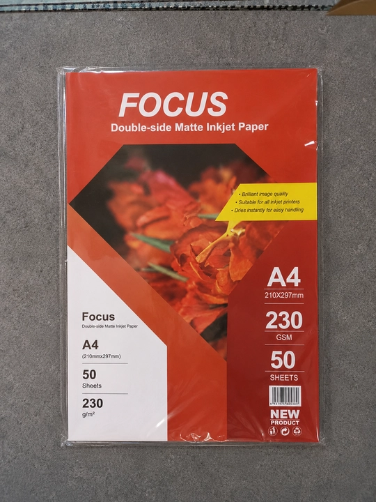 Фотобумага матовая двусторонняя Focus A4 для струйной печати, 230  г/м², 50 листов