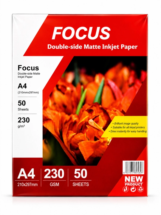 Фотобумага матовая двусторонняя Focus A4 для струйной печати, 230  г/м², 50 листов - 
