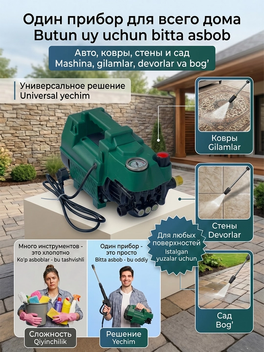 MOON yuqori bosimli avtomobil yuvish mashinasi, 2200 Vt – Avtomobil yuvish moslamasi