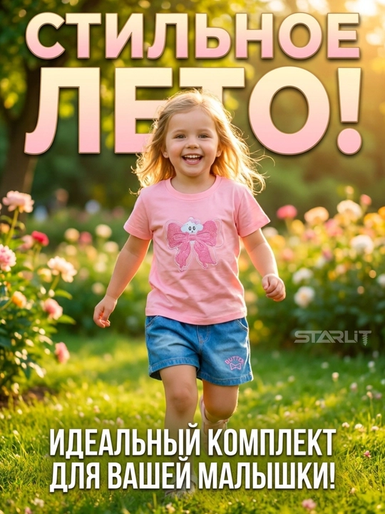 Летний комплект для девочки: футболка и шорты – мягкий, удобный и дышащий костюм