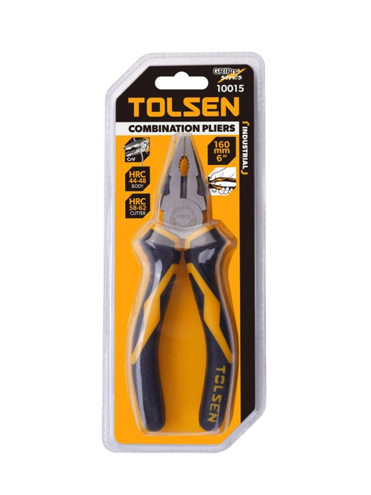TOLSEN PROFI Cr-V tutqichli kombinatsiyalangan penseler, 160 mm (10015)