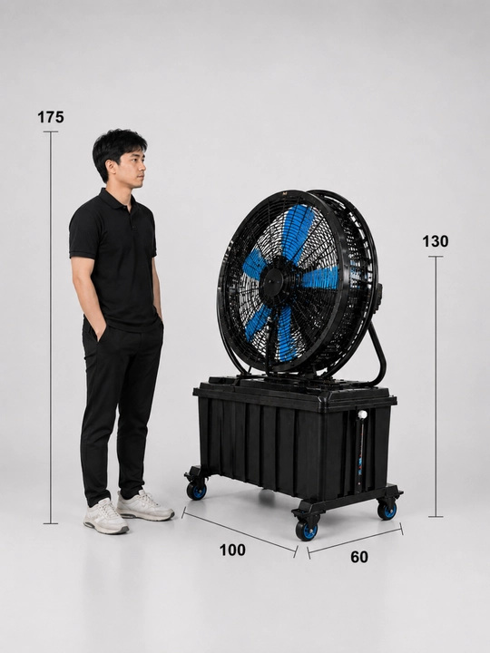 Premium Sanoat Havo Sovutgichli Ventilyator | Kuchli Air Cooler | Qora