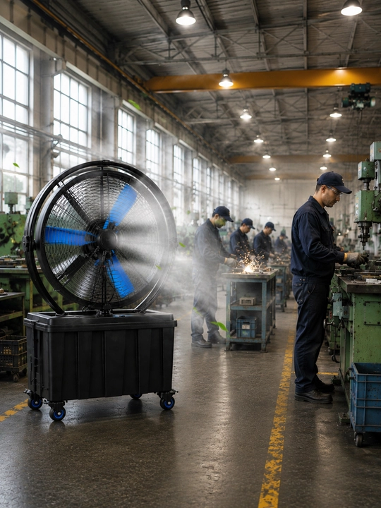 Premium Sanoat Havo Sovutgichli Ventilyator | Kuchli Air Cooler | Qora