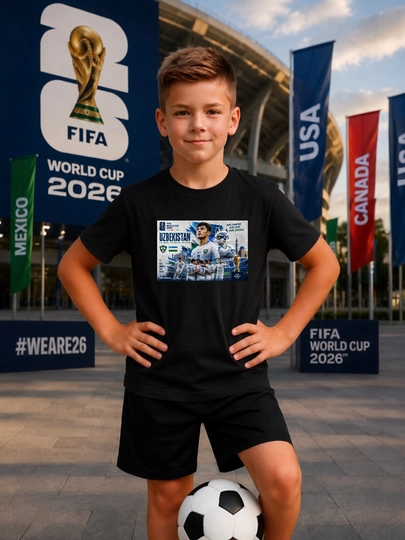 Детские футболки с принтом сборной Узбекистана по футболу, FIFA WORLD CUP 2026 - 