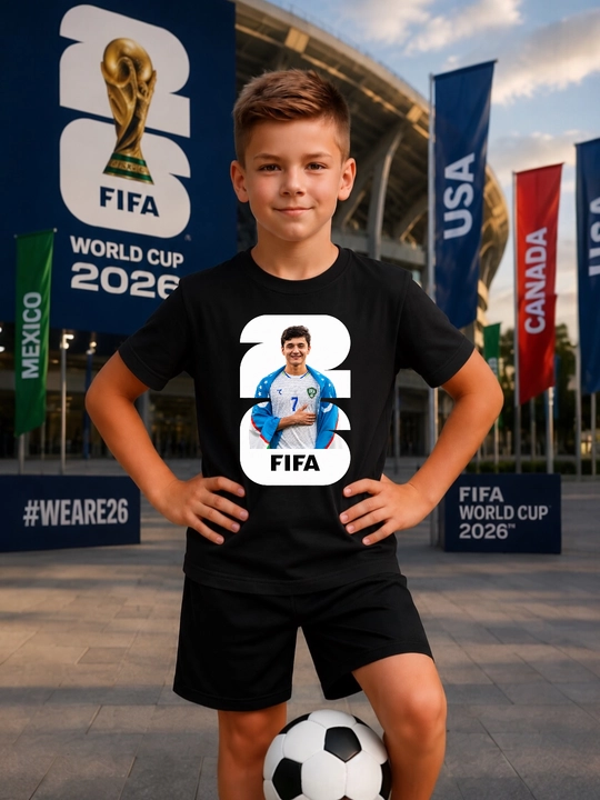 Детские футболки с принтом сборной Узбекистана по футболу, FIFA WORLD CUP 2026 - 