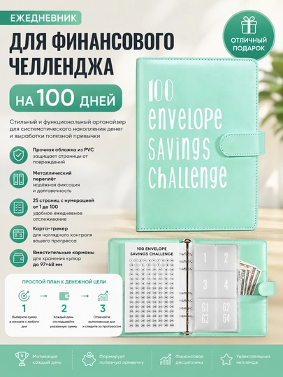 Бюджетный планер, 100 дневный челендж, органайзер — DARSE-ПЛАНЕР-БИРЮЗ