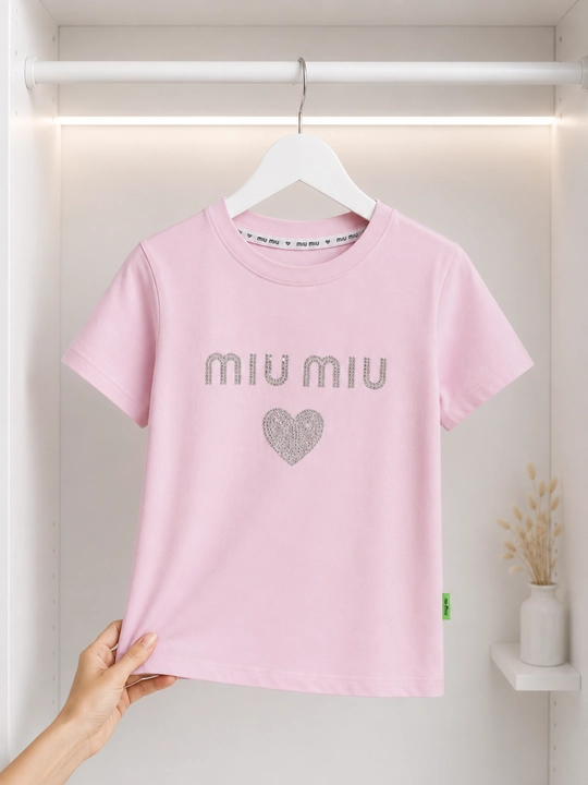 Qizlar uchun 2 xil rangdagi yozgi futbolka MiuMiu 3-7 yosh