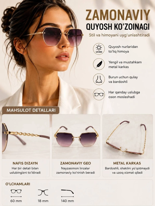 Quyosh ko‘zoynagi, ayollar ko‘zoynagi, polarized sunglasses, fashion glasses - 