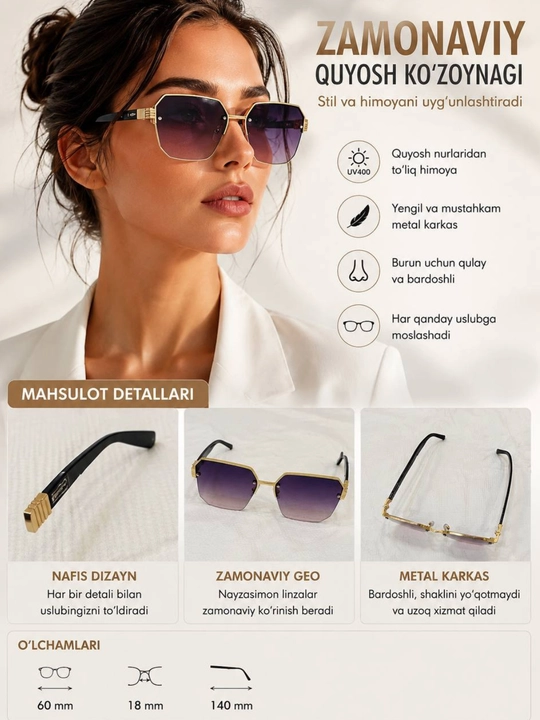 Quyosh ko‘zoynagi, ayollar ko‘zoynagi, polarized sunglasses, fashion glasses - 