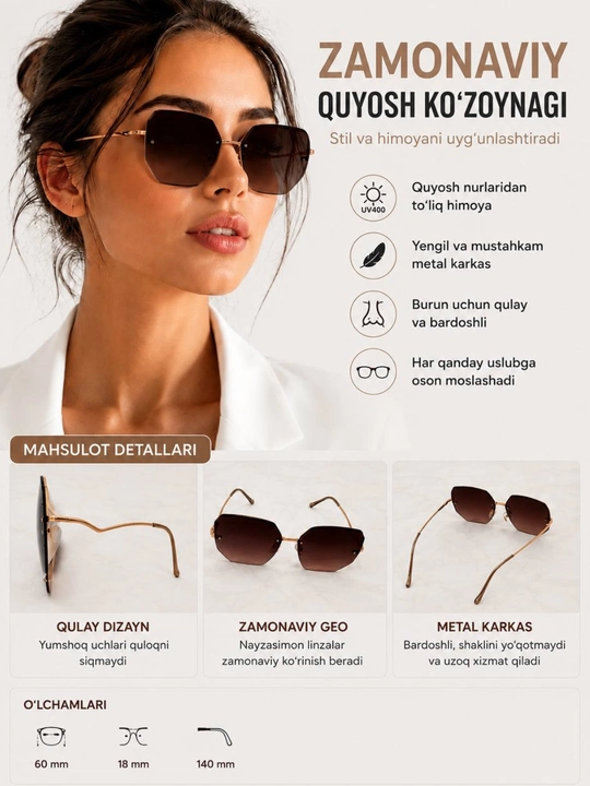 Quyosh ko‘zoynagi, ayollar ko‘zoynagi, polarized sunglasses, fashion glasses - 