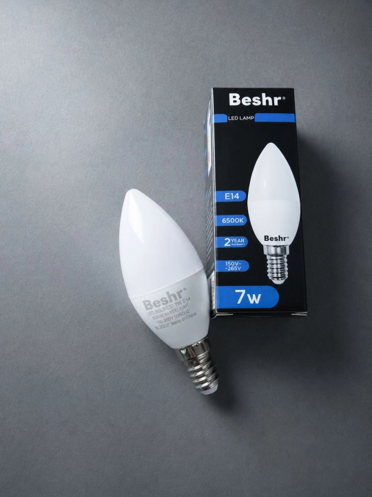7W 6500K sovuq yorug‘lik diodli lampochkasi, E14 Beshr LED LAMP, energiya tejamkor