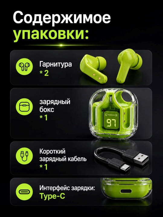 Simsiz quloqchin AIR 31 Bluetooth, LED-displey, mikrofon, Type-C zaryadlash