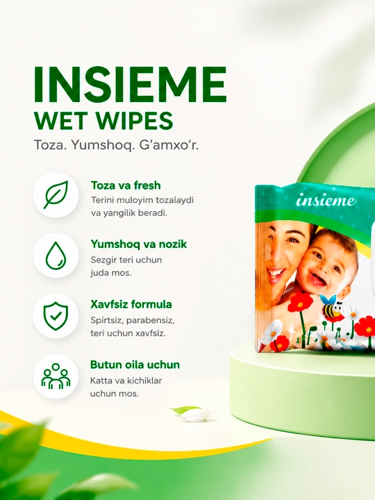 Nam salfetkalar Natural Fresh, 72 dona
