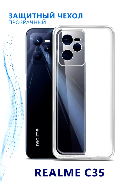 Прозрачный силиконовый чехол Clear Case для Realme C35/C30s - 