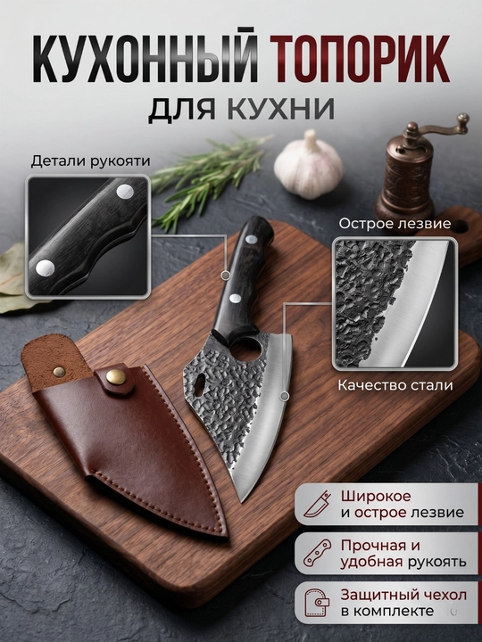 Универсальный топорик для кухни и поездок — для мяса, костей и пикника