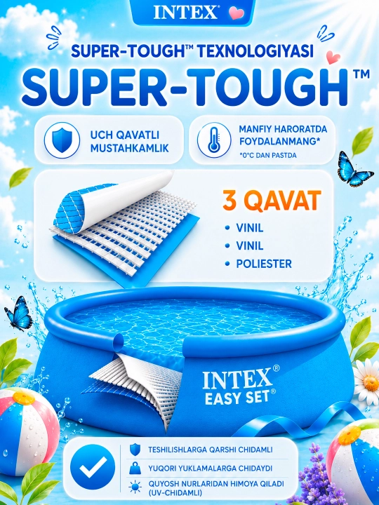 Бассейн надувной Intex Easy Set, с объемом 886, 3853 л