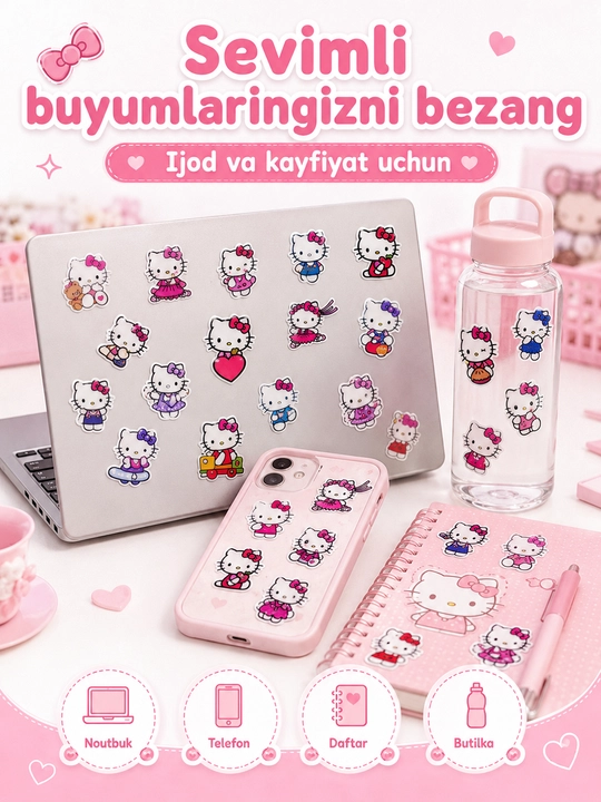 Nakleykalar, stikerlar Anime, One Piece, Mening qo'shnim Totoro, Kuromi, Hello Kitty