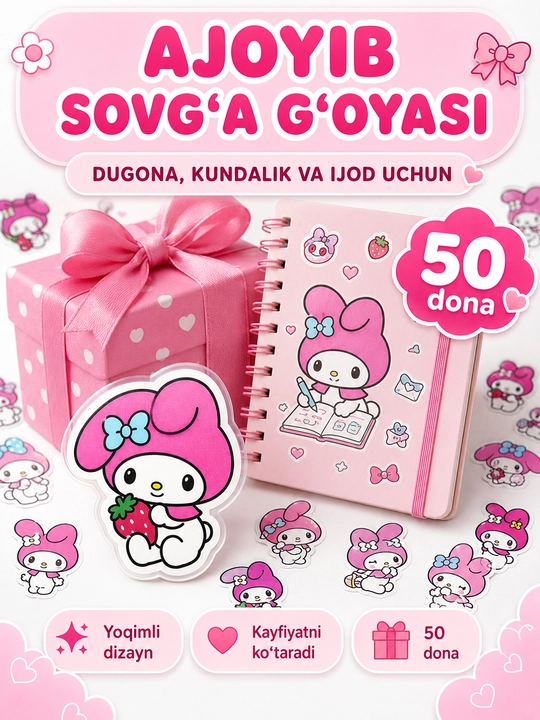 Nakleykalar, stikerlar Anime, One Piece, Mening qo'shnim Totoro, Kuromi, Hello Kitty