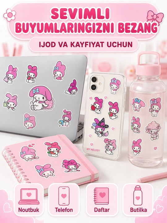 Nakleykalar, stikerlar Anime, One Piece, Mening qo'shnim Totoro, Kuromi, Hello Kitty