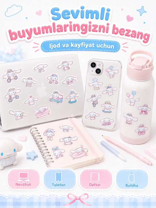 Nakleykalar, stikerlar Anime, One Piece, Mening qo'shnim Totoro, Kuromi, Hello Kitty