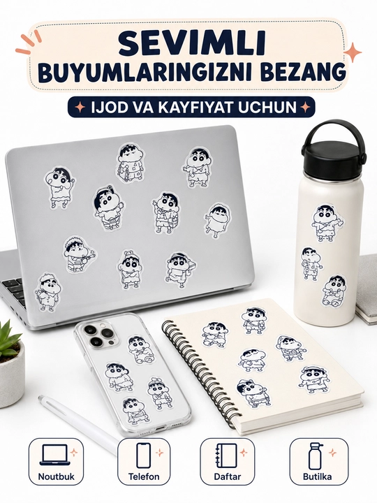 Nakleykalar, stikerlar Anime, One Piece, Mening qo'shnim Totoro, Kuromi, Hello Kitty
