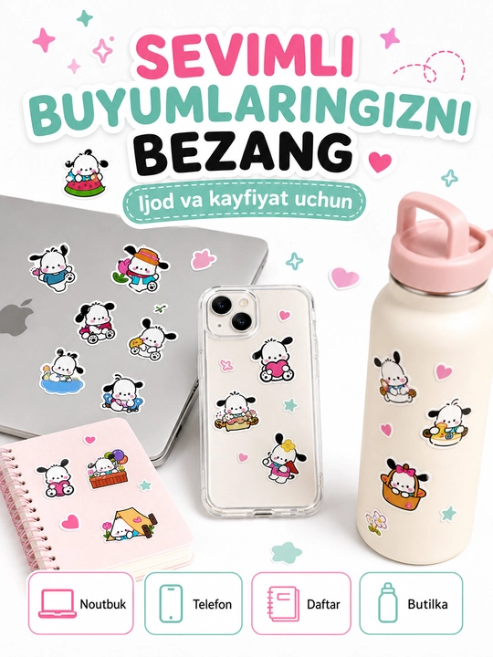 Nakleykalar, stikerlar Anime, One Piece, Mening qo'shnim Totoro, Kuromi, Hello Kitty