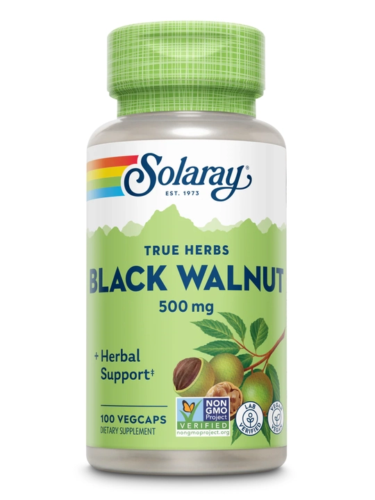 Solaray, Black Walnut Hull, кожура черного ореха, 500 мг, 100 капсул, США