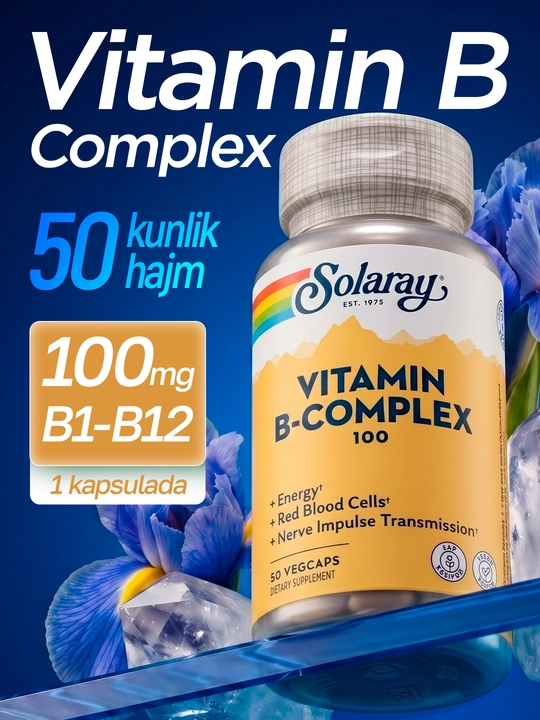 Solaray, комплекс витаминов группы B, высокой дозировки, 50 капсул, США - 