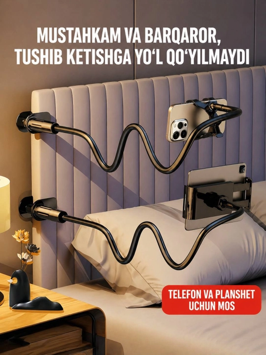 Moslashuvchan Telefon Ushlagichi – Yotoq uchun Universal Holder - 