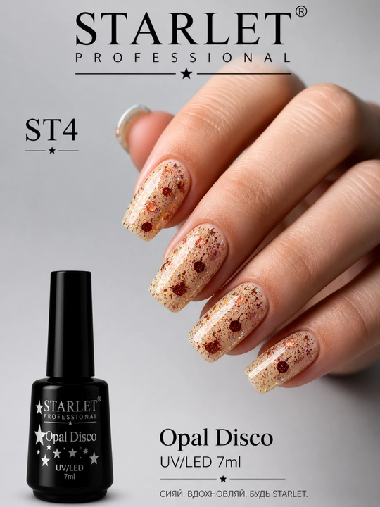 STARLET Opal Disco UV/LED 7 ml opal effektli glitter gel-lak - 