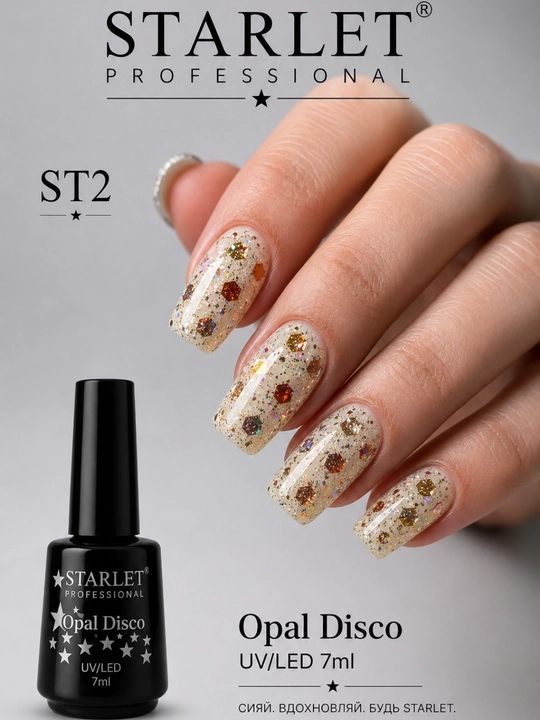 STARLET Opal Disco UV/LED 7 ml opal effektli glitter gel-lak - 