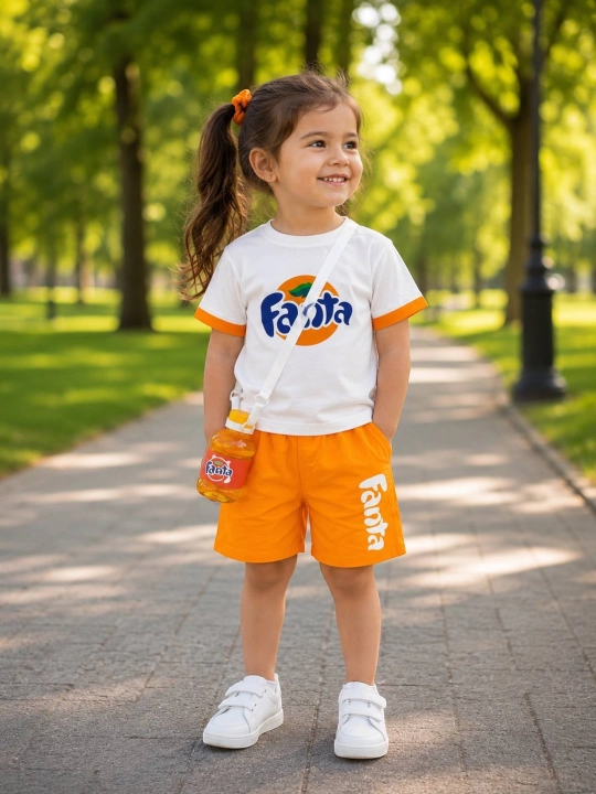 Bolalar uchun 3 qismli yozgi kiyim komplekti, futbolka + shortik + suv idishi, 2–7 yosh