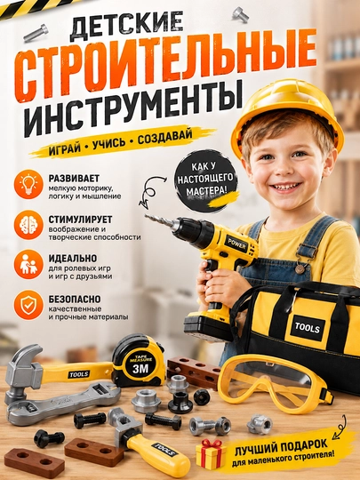 Игрушечный набор строительных инструментов для детей, безопасные, игрушечные