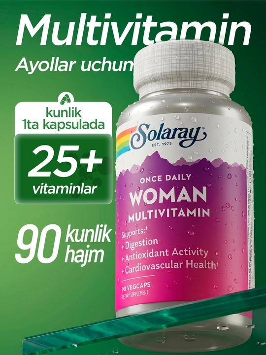 Solaray, Комплекс мультивитаминов, для женщин, 1 капсула в день, 90 капсул, США - 