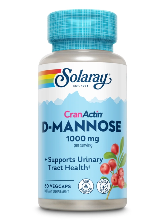 Solaray, D-Mannose, Д-манноза и экстракт клюквы против цистита, 120 капсул, США