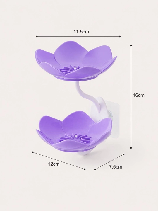 Devorga yopishtiriladigan ikki qavatli sovun idishi «Flower», vannaxona uchun sovun idishi